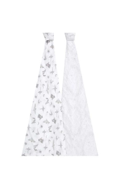 Shop Aden + Anais Assorted 2-pack Organic Cotton Muslin Swaddling Cloths In Map The Stars Grey