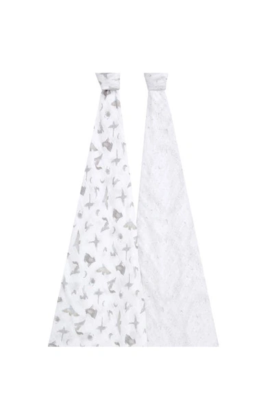 Aden + Anais Assorted 2-pack Organic Cotton Muslin Swaddling Cloths In Map The Stars Grey