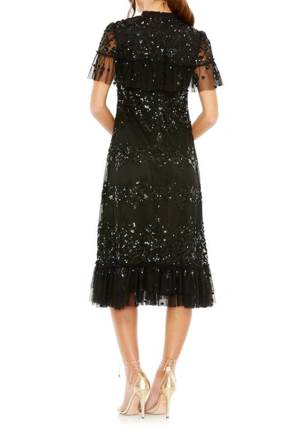 Shop Mac Duggal Sequin Ruffle Mesh Dress In Black