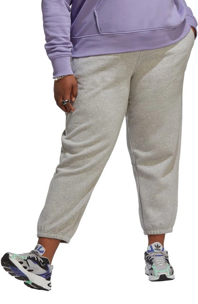 Shop Adidas Originals Lifestyle High Waist Fleece Joggers In Medium Grey Heather