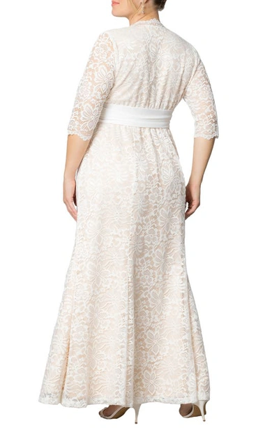 Shop Kiyonna Amour Lace Gown In Ivory Lace/ Nude Lining