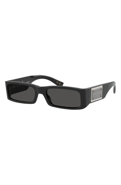 Shop Dolce & Gabbana 55mm Polarized Rectangular Sunglasses In Black