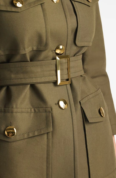 St John Gabardine Belted Jacket In Dark Olive