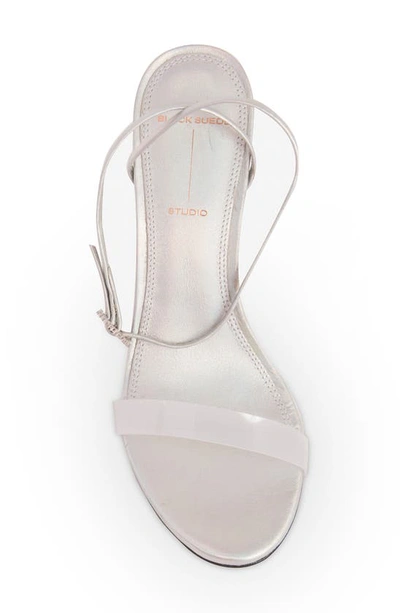 Shop Black Suede Studio Carrie Stiletto Sandal In Holographic Silver