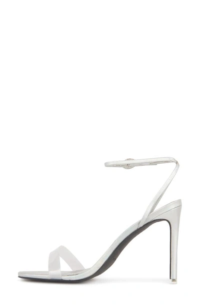 Shop Black Suede Studio Carrie Stiletto Sandal In Holographic Silver