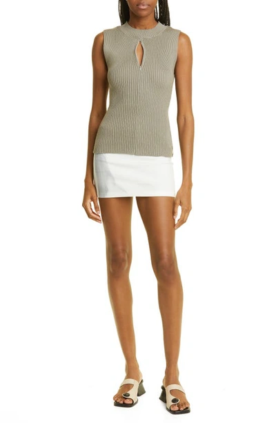 Paloma Wool Atori Zip Keyhole Organic Cotton Rib Sleeveless Sweater In Dark Grey