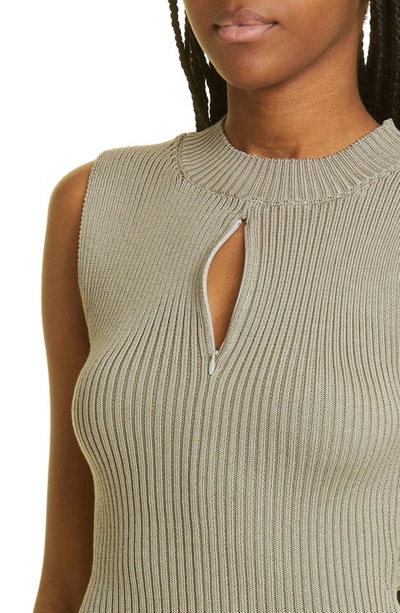Paloma Wool Atori Zip Keyhole Organic Cotton Rib Sleeveless Sweater In Dark Grey