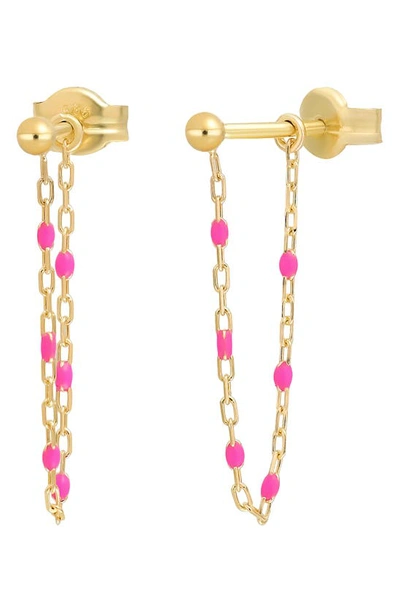 Shop Bony Levy 14k Enamel Chain Drop Earrings In Yellow Gold