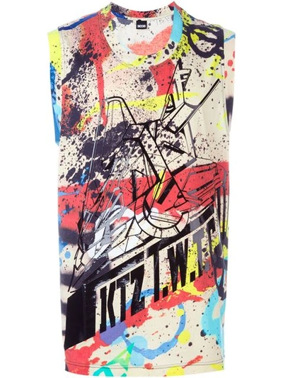 Ktz Spray Paint Print Tank Top - Multicolour