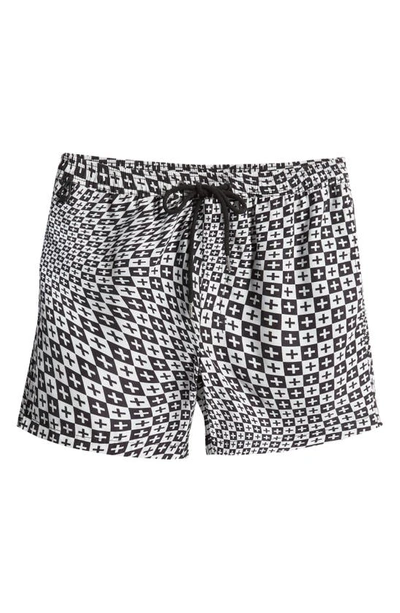 Shop Ksubi Check Out Board Shorts In Black/ White