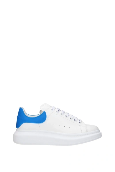 Shop Alexander Mcqueen Sneakers Oversize Leather Blue In White