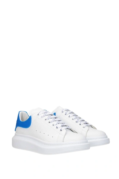 Shop Alexander Mcqueen Sneakers Oversize Leather Blue In White