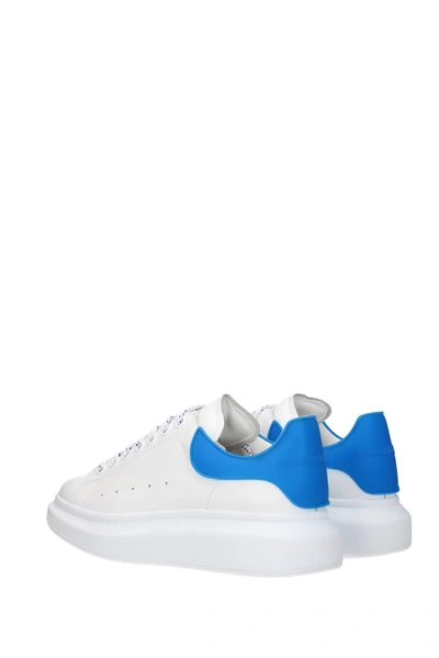 Shop Alexander Mcqueen Sneakers Oversize Leather Blue In White