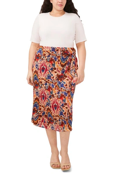 Shop Vince Camuto Print Side Tie Skirt In Chili Oil