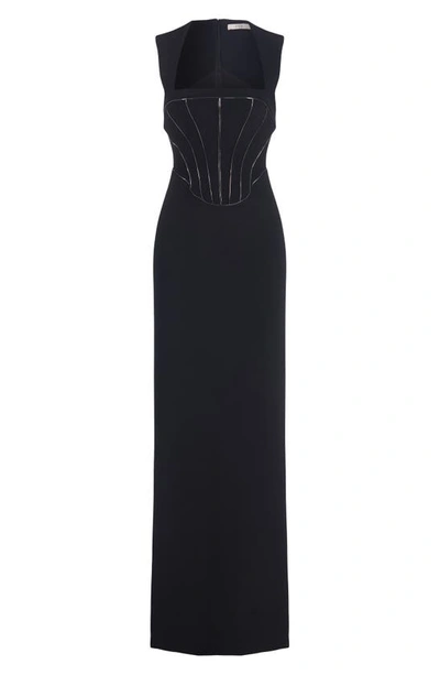 Shop Et Ochs Sienna Flash Piped Corset Gown In Black