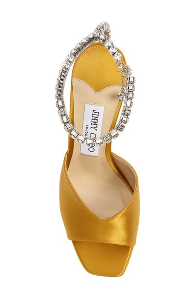 Shop Jimmy Choo Saeda Crystal Ankle Strap Peep Toe Sandal In Sunflower/ Crystal