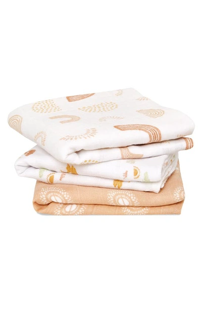 Shop Aden + Anais 3-pack Assorted Large Cotton Muslin Musy Squares In Keep Rising Tan