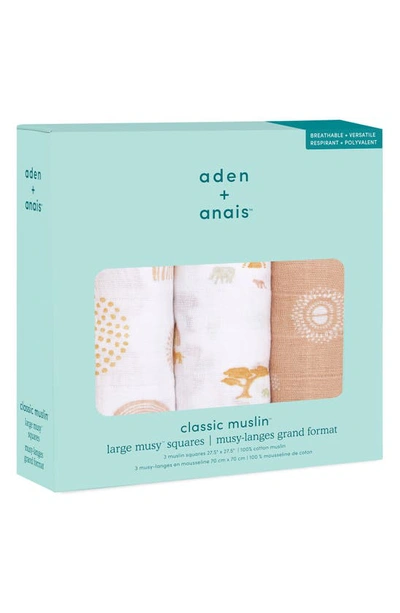 Shop Aden + Anais 3-pack Assorted Large Cotton Muslin Musy Squares In Keep Rising Tan