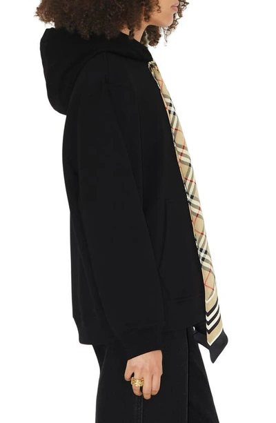 Shop Burberry Fern Scarf Tie Oversize Hoodie In Black