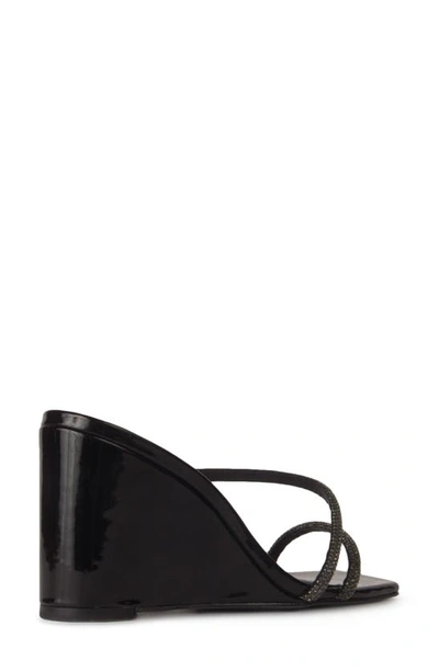 Shop Black Suede Studio Olivia Wedge Slide Sandal In Black Patent