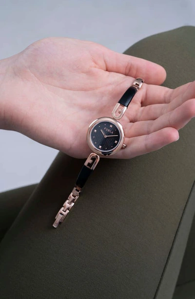Shop Furla Bangle Leather Strap Watch, 28mm In Rose Gold/ Black/ Black