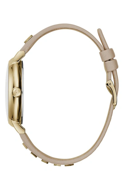 Shop Furla Easy Shape Leather Strap Watch, 38mm In Gold/ Champagne/ Gold