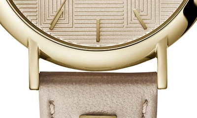 Shop Furla Easy Shape Leather Strap Watch, 38mm In Gold/ Champagne/ Gold