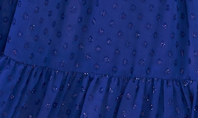 Chaus Smocked Clip Dot Chiffon Midi Dress In Goddess Blue