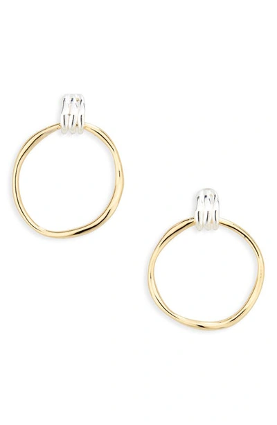 Shop Argento Vivo Sterling Silver Frontal Hoop Earrings In Gold/ Sil