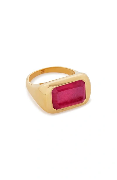 Monica Vinader Gold Power Cocktail Ring Pink Quartz In 18ct Gold Vermeil/pink