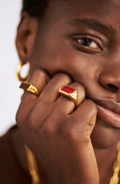 Monica Vinader Gold Power Cocktail Ring Pink Quartz In 18ct Gold Vermeil/pink