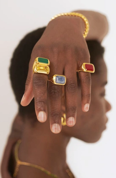 Monica Vinader Gold Power Cocktail Ring Pink Quartz In 18ct Gold Vermeil/pink