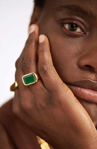 Shop Monica Vinader Power Cocktail Ring In 18ct Gold Vermeil/green