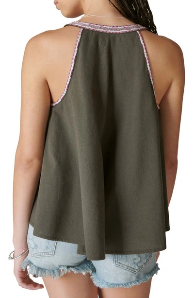 Shop Lucky Brand Embroidered Swing Tank In Raven