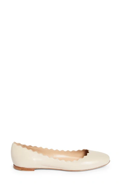 Shop Chloé Lauren Scalloped Ballet Flat In Pearly Grey