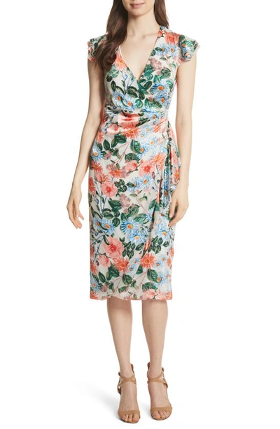 Shop Alice And Olivia Garnet Floral Wrap Dress In Floral Fields