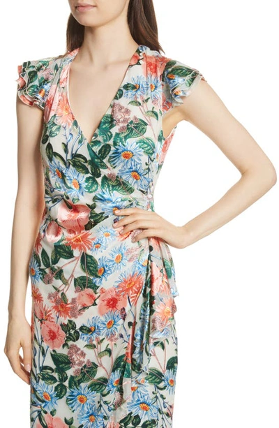 Shop Alice And Olivia Garnet Floral Wrap Dress In Floral Fields