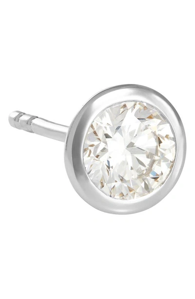 Shop Lightbox 1-carat Lab Grown Diamond Bezel Stud Earrings In White/ 14k White Gold