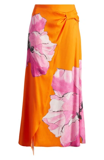 Shop Ted Baker Bethhie Twist Detail Faux Wrap Skirt In Bright Orange
