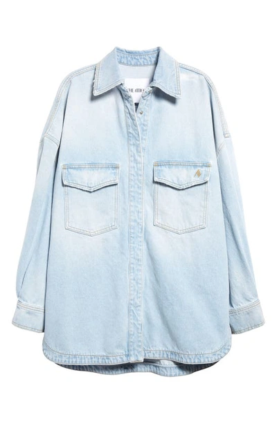 Shop Attico Denim Overshirt In Sky Blue