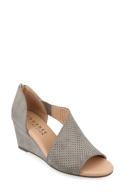 Journee Collection Journee Aretha D'orsay Wedge Sandal In Grey