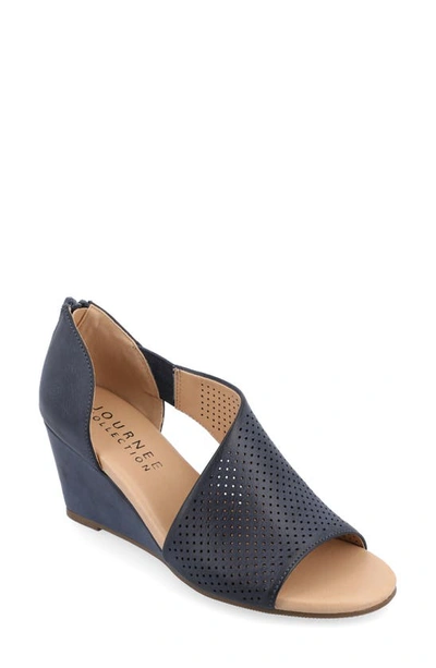 Journee Collection Journee Aretha D'orsay Wedge Sandal In Blue
