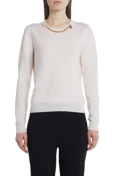 Shop Stella Mccartney Falabella Chain Wool Sweater In 9100 Off White