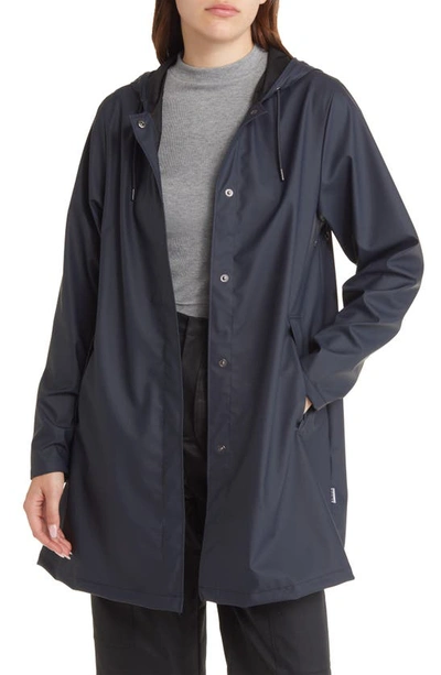 Shop Rains Waterproof A-line Rain Jacket In Navy