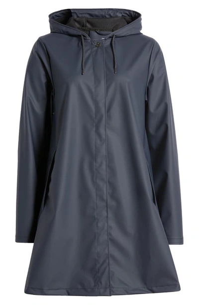 Rains Trapeze Waterproof Hooded Rain Jacket In Navy