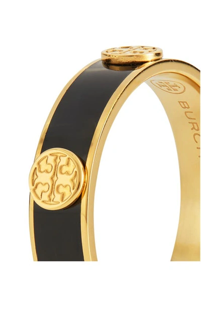 Shop Tory Burch Miller Stud Enamel Ring In Tory Gold / Black