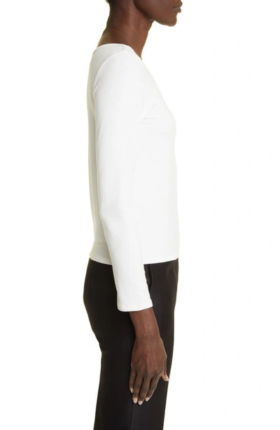 Shop The Row Raya Long Sleeve Scoop Neck Jersey Top In White
