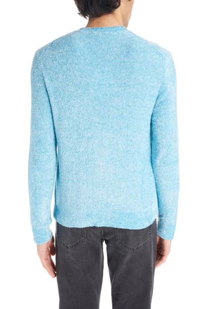 Shop Acne Studios Fuzzy Recycled Polyester Crewneck Sweater In Teal Blue