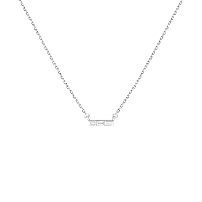 Shop Aurate New York Mini Diamond Baguette Bar Necklace In White