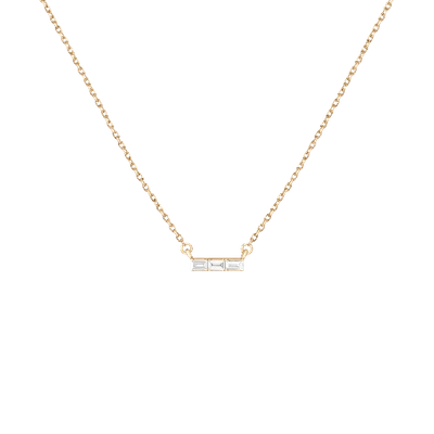 Shop Aurate New York Mini Diamond Baguette Bar Necklace In Yellow